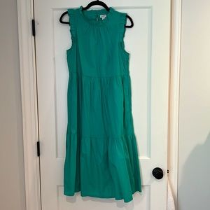 J.Crew green ruffle sleeveless midi dress size 8
